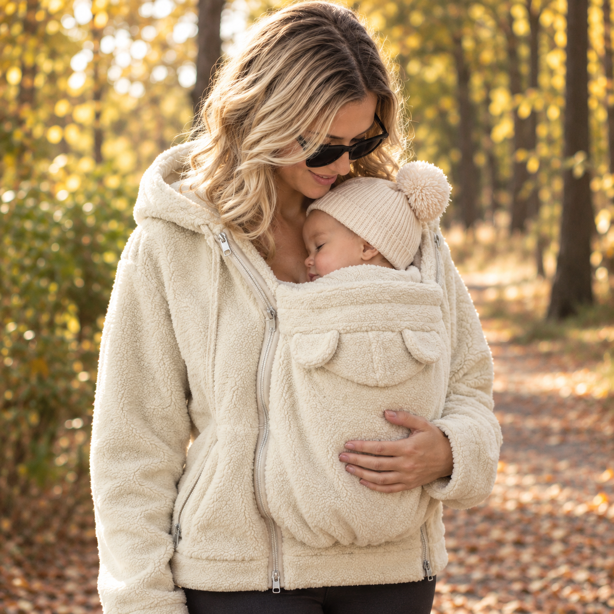 🤍 CocoonMum™ - Veste de portage 2 en 1 en polaire