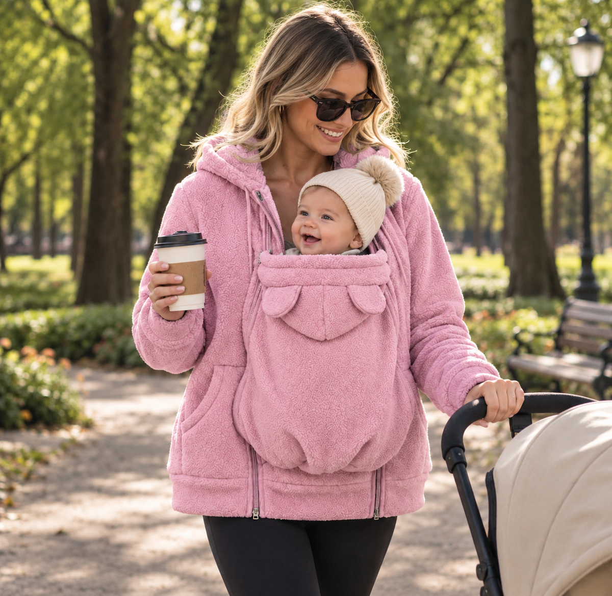 🤍 CocoonMum™ - Veste de portage 2 en 1 en polaire