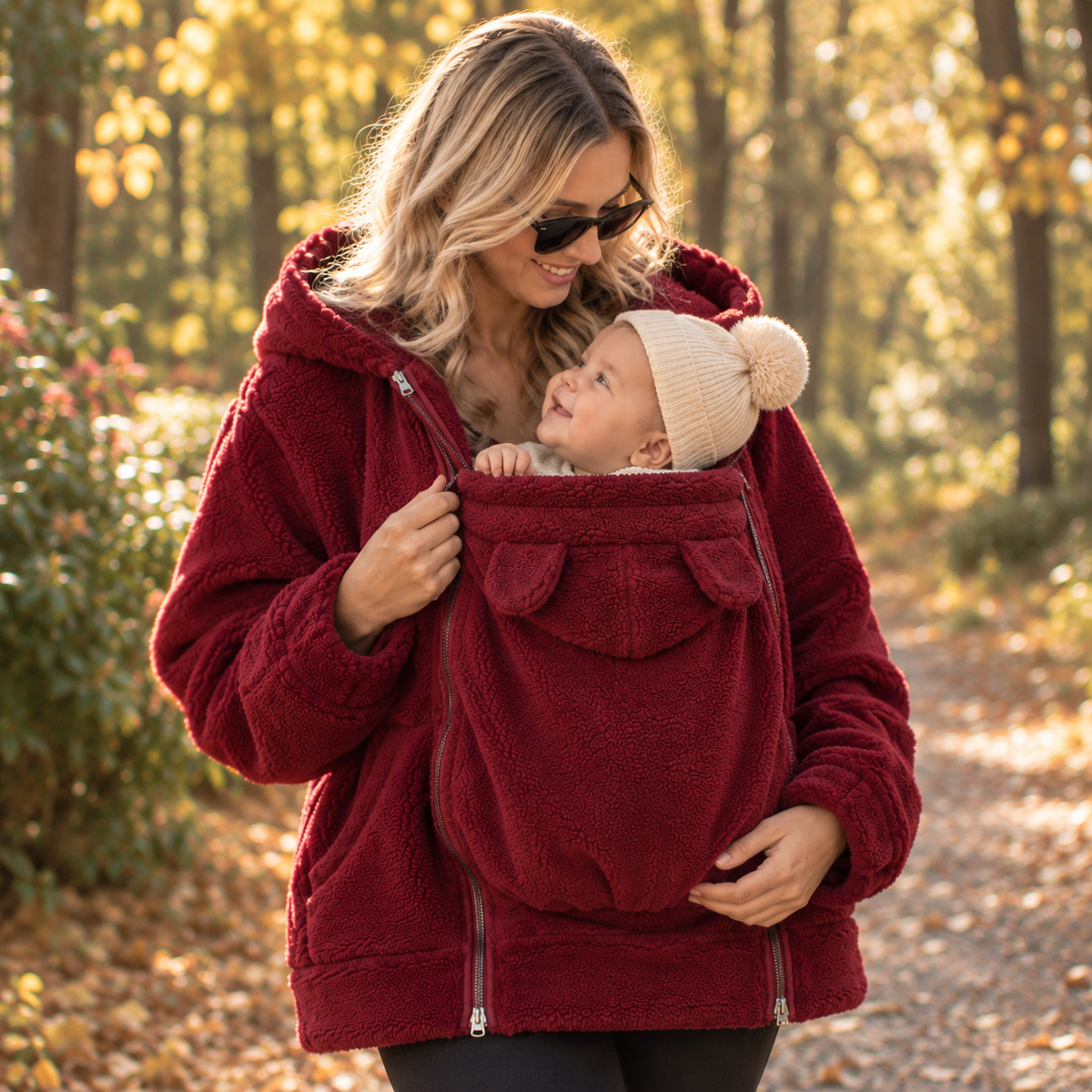 🤍 CocoonMum™ - Veste de portage 2 en 1 en polaire