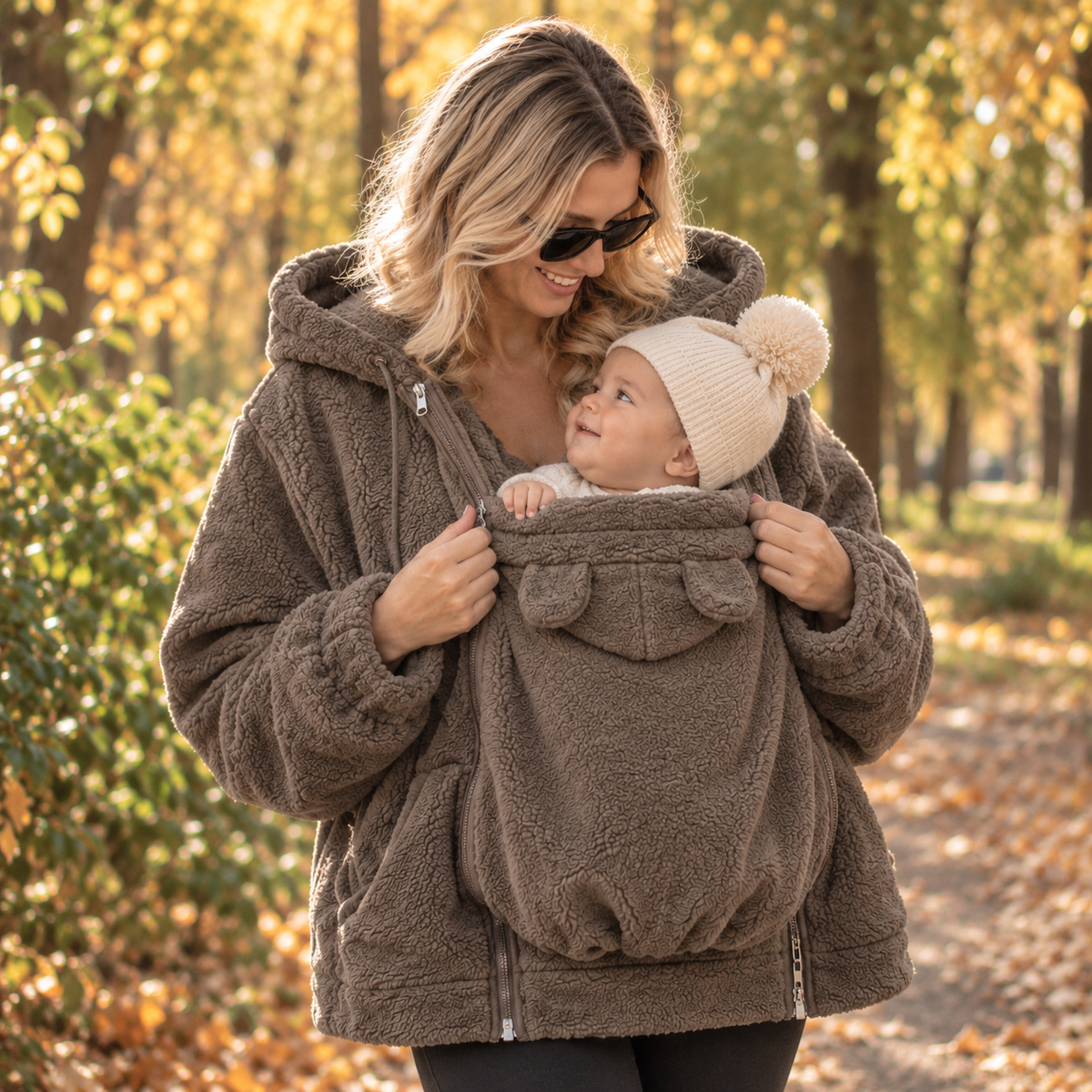 🤍 CocoonMum™ - Veste de portage 2 en 1 en polaire